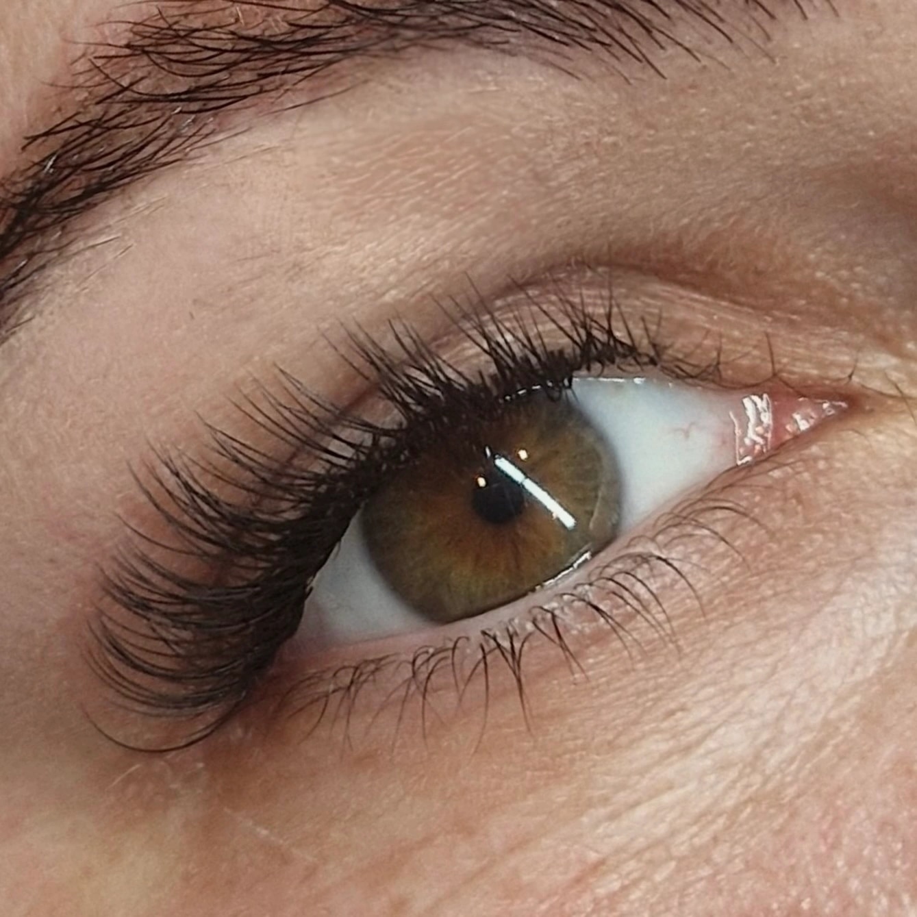 Wimpern nach der Classic-1:1-Verlängerung, Nahaufnahme des Auges